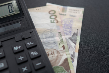 paper money Ukrainian hryvnia lie on the table