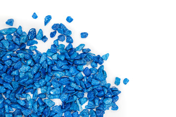 Blue stones on a white background