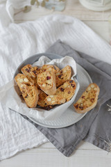 Italian cantucci cookies with almonds and cranberries