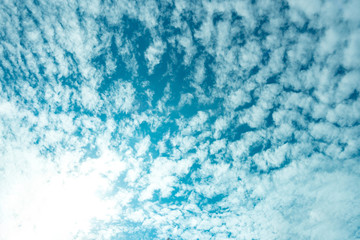 blue sky background with tiny clouds. panorama