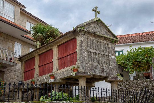 Ancient horreo in Combarro, a parish belonging to the municipality of Poio in Pontevedra, Galicia, Spain, Europe.