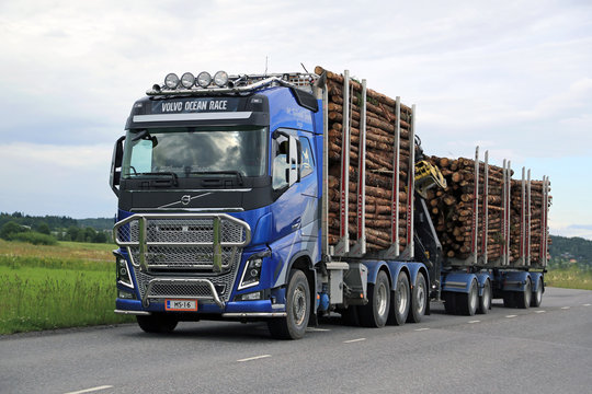 Volvo FH16 Logging Truck Hauls Timber. Illustrative Editorial Content. 