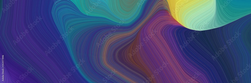 Poster background elegant graphic with dark slate blue, dark khaki and cadet blue color. modern soft curvy waves background design for canvas or poster