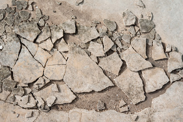 Cracked concrete floor texture background.