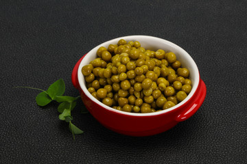 Canned Green peas in the bowl