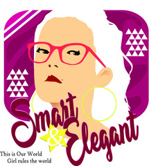 girly slogan Smart & Elegant girl in sunglasses illustration good for T shirt, Tote Bag, Books, Cards, Concept Design - Vector