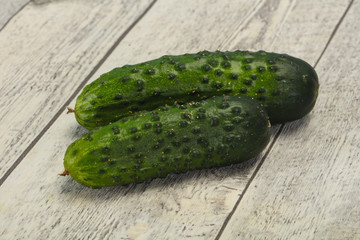 Ripe fresh green two cucumbers