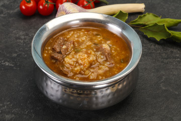 Caucasian Kharcho soup with beef meat