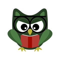 Owl funny stylized icon symbol green colors - 353180411