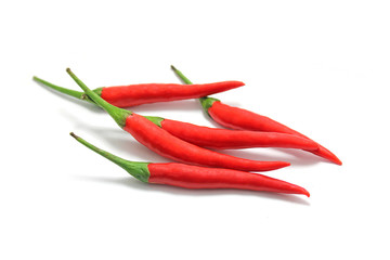 Super hot chili, red chili isolated on white background.