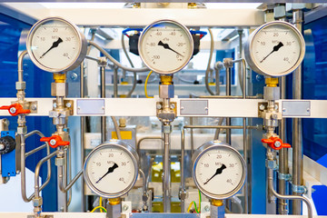 Monometers on the gas unit. Gas unit. The concept is the cessation of gas supplies. There is no...