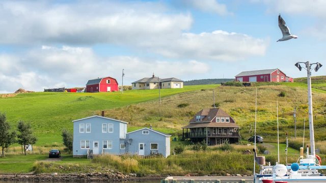 Cape Breton's amazing rural landscape and beautiful picturesque. Time-lapse of the Cape Breton's village scene.