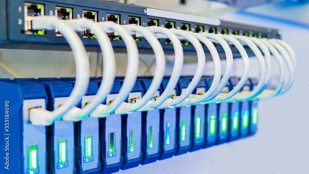 Poster network. wires connect equipment. network hardware. work as a system administrator. structured cabli