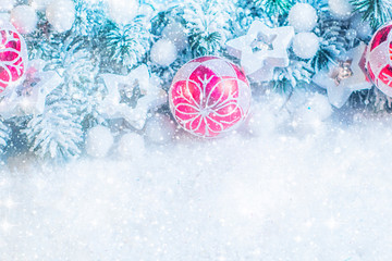 Christmas and New Year holidays background with ornaments