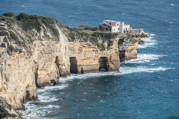 High rocks in the Gulf of Naples in Posillipo