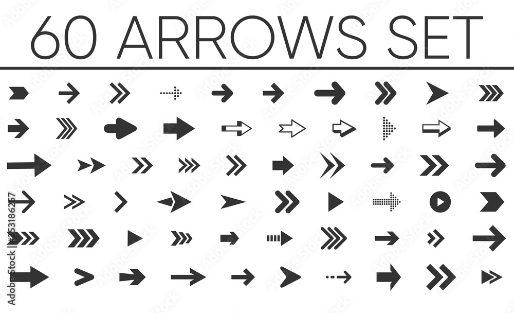 Poster arrows big black set icons. arrow icon. arrow vector collection. arrow. cursor. modern simple arrows