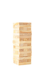 Blocks of wood isolated on white background. Tower