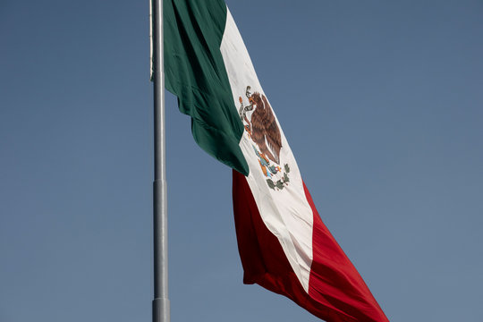 Mexican flag and blue sky

