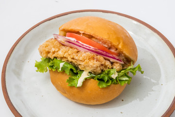 チキンバーガー　Typical delicious Fried chicken burger