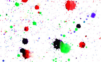 Watercolor blot spray paint art rainbow isolated on a white background