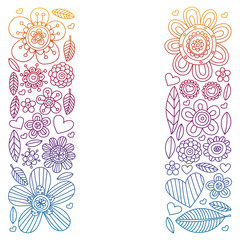 Doodle flowers vector pattern for coloring book and pages