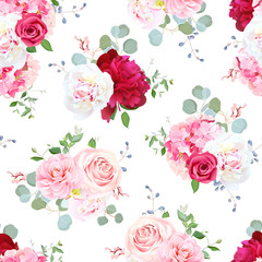 Small wedding bouquets of flowers seamless vector pattern.