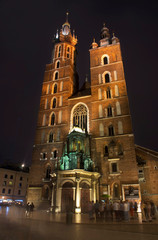 Fototapeta na wymiar Church of St. Mary at Main at Market square in Krakow. Poland