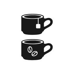 Set of coffee cup and tea cup icon vector design.