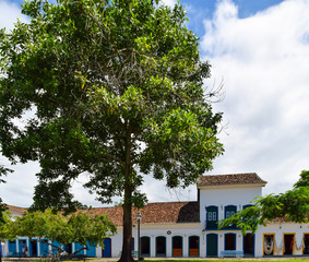 Houses in the historic center of Paraty, considered a more harmonious colonial architectural...