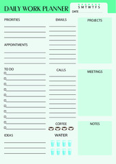 High resolution, professional, printable, daily work planner vector design	