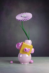 3D illustration with a plastic flower