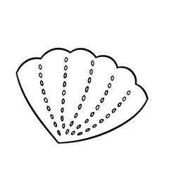 Seashell icon. Vector illustration in Doodle style isolated on a white background. Design for travel and summer beach holidays.