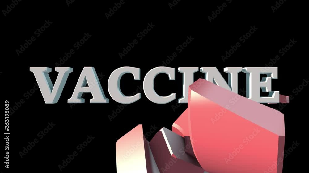 Aufkleber 3d animation of the text coronavirus. the text is broken into fragments by the outgoing vaccine text