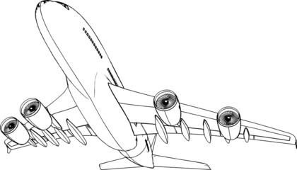 Commercial passenger plane bottom view vector.
