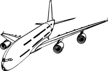 Commercial passenger plane side view vector.