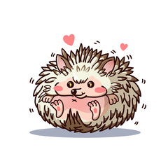 happy fluffy hedgehog with shining eyes