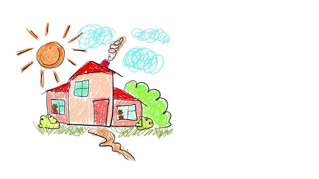 cute drawing of a mansion for a big family located on an upper middle class neighborhood suggesting it has a high price on the real estate market