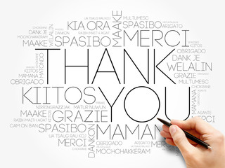 Thank You word cloud in different languages, concept background