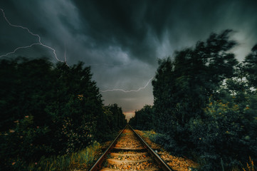 railway in the storm