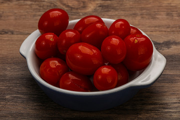 Pickled cherry tomatoes in the bowl