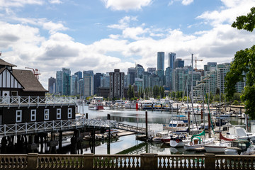 A view towards Vancouver downtown from Stanley's park seawall
