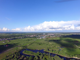 Aerial view of the saburb landscape (drone image).  Near Kiev