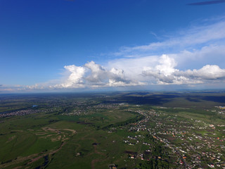 Aerial view of the saburb landscape (drone image).  Near Kiev