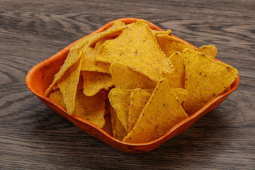 Mexican crunchy corn nachos triangle