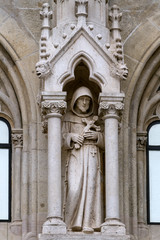 Matthias Church Catholic church in Budapest. The complex of the Buda Castle. The decoration is sculptures and statues. The Fisherman's Bastion, one of the famous destinations in Hungary. Budapest. 