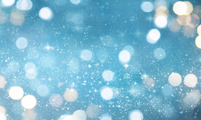 Obraz premium Christmas light background. Holiday glowing backdrop. Defocused Background With Blinking Stars. Blurred Bokeh.