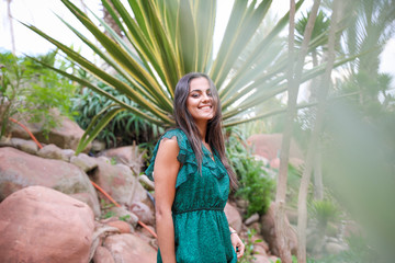 Chic girl in a long evening dress.