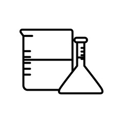 beaker and chemical flask icon, line style