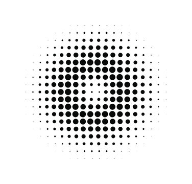 Halftone dots background.Vector halftone dotted circle pattern texture.Black round dots on white background.Pop art comic style design for posters.Globe form.
