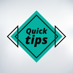 Quick Tips badge, banner vector with light bulb and speech bubble isolated on white background.